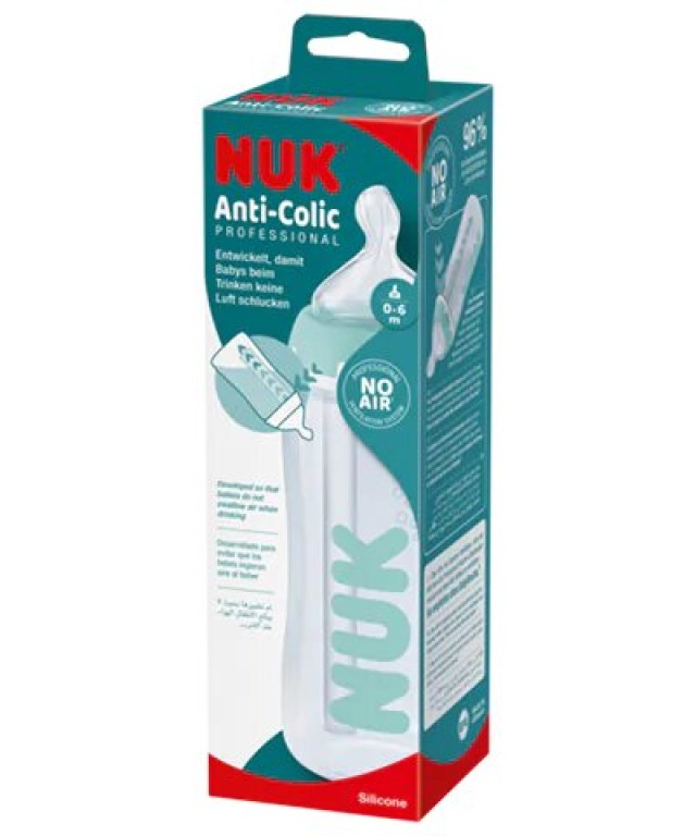 NUK Anti-Colic Professional Μπιμπερό Πλαστικό με θηλή σιλικόνης 0-6m (M) 300ml, 1τμχ