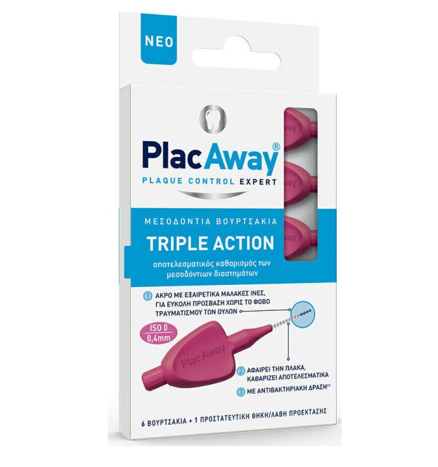 PlacAway Triple Action Μεσοδόντια Βουρτσάκια ISO 3 0.4mm 6τμχ