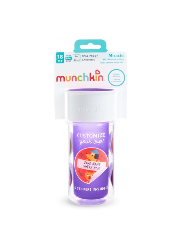 Munchkin Miracle 360° Personalised Cup 48m+ 266ml Χρώμα Μωβ, 1τμχ