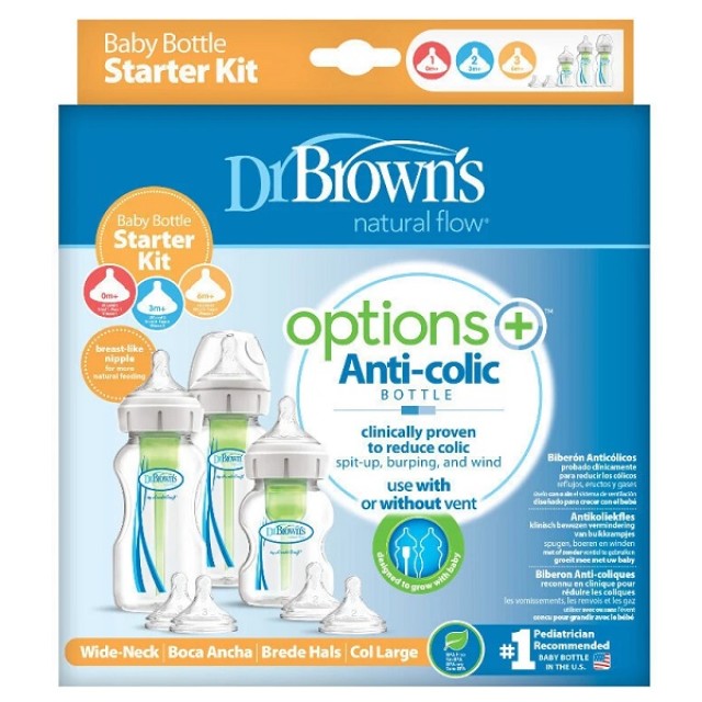 Dr. Browns Pack Μπιμπερό Πλαστικό Options+ με Φαρδύ Λαιμό και θηλή σιλικόνης Promo Pack
