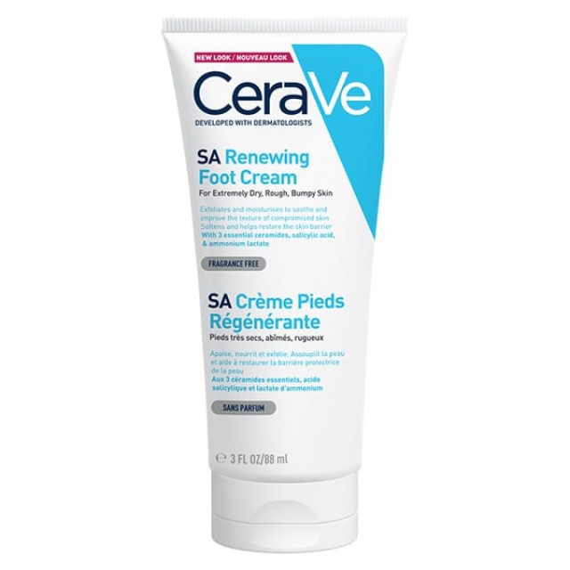 CeraVe SA Renewing Foot Cream, Αναπλαστική Κρέμα Ποδιών για Πολύ Ξηρό, Τραχύ και Σκασμένο Δέρμα, 88ml