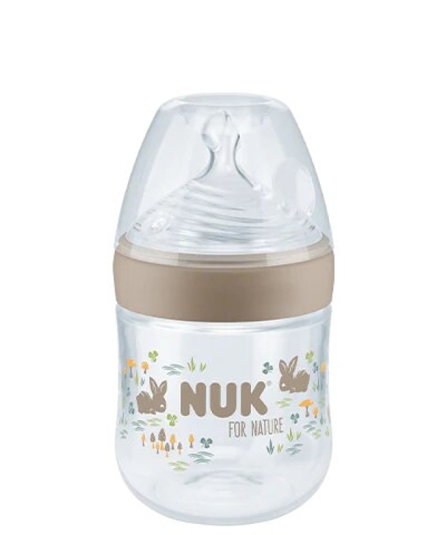 NUK For Nature Μπιμπερό Πλαστικό με θηλή σιλικόνης μικρής οπής Χρώμα Γκρι 150ml, 1τμχ